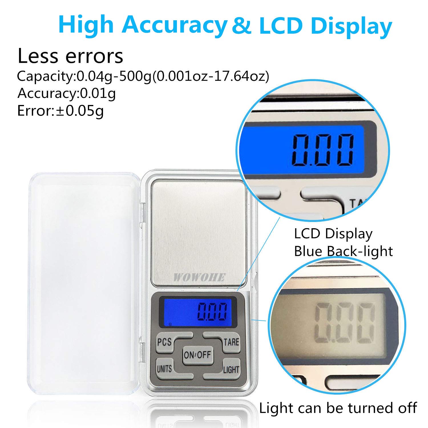 WOWOHE pocket scale protective flip cover doubles as a weighing tray