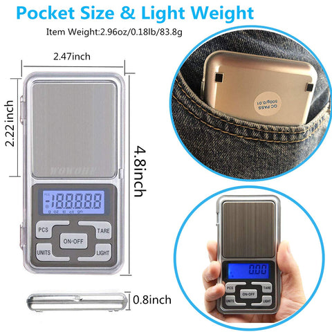 WOWOHE tare button zeros weight for quick item weighing