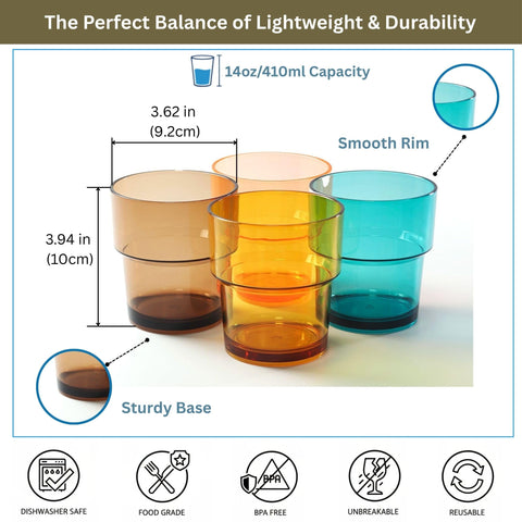 WowProLiv 14 oz bran stackable tumbler, sturdy for outdoor adventures.