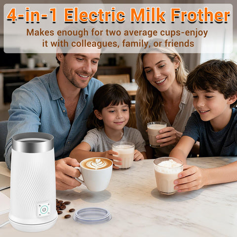 Wowteam Milk Frother latte foam detail highlights rich texture for drinks.