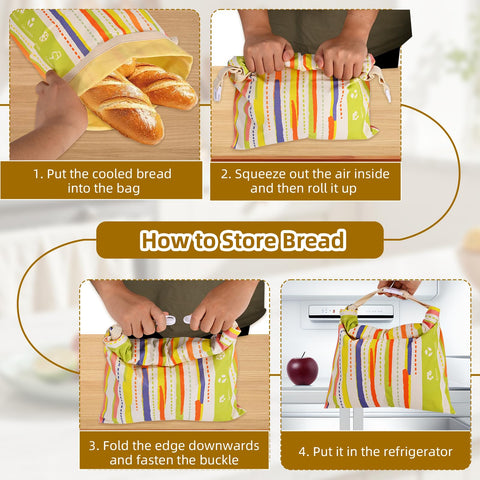 Wozskaf bread bag interior is roomy with breathable, moisture-blocking design.