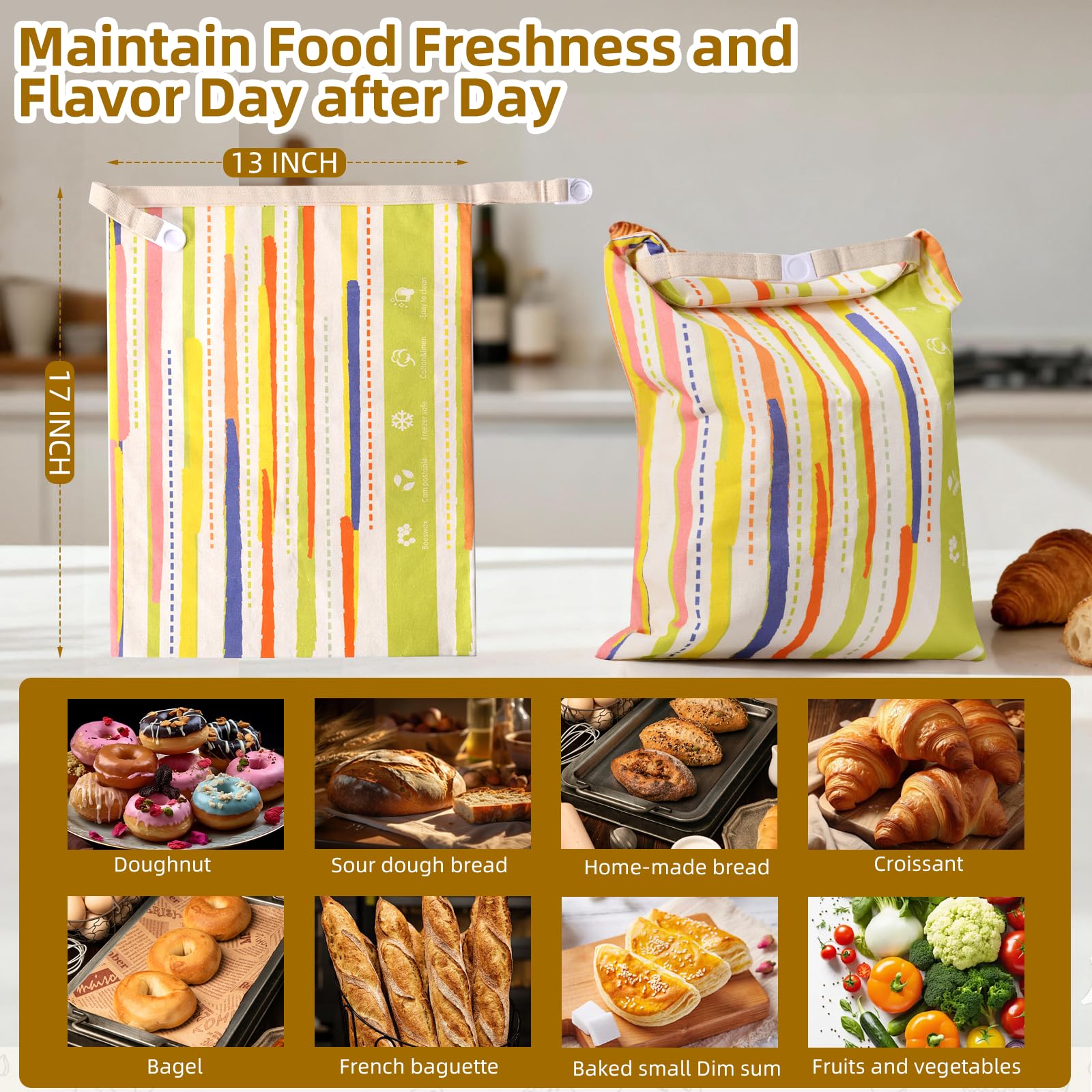 Wozskaf bread bag wipe-clean surface enables quick after-baking cleanup.