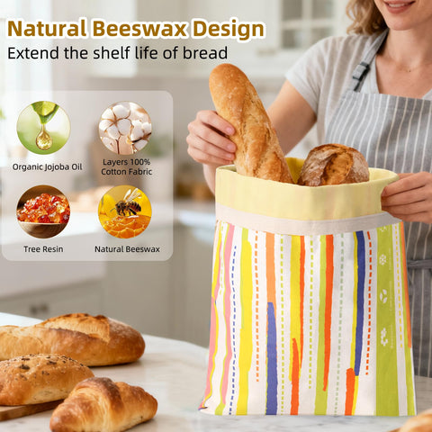 Wozskaf two-pack bread bags with stripe design ideal for batch baking storage.