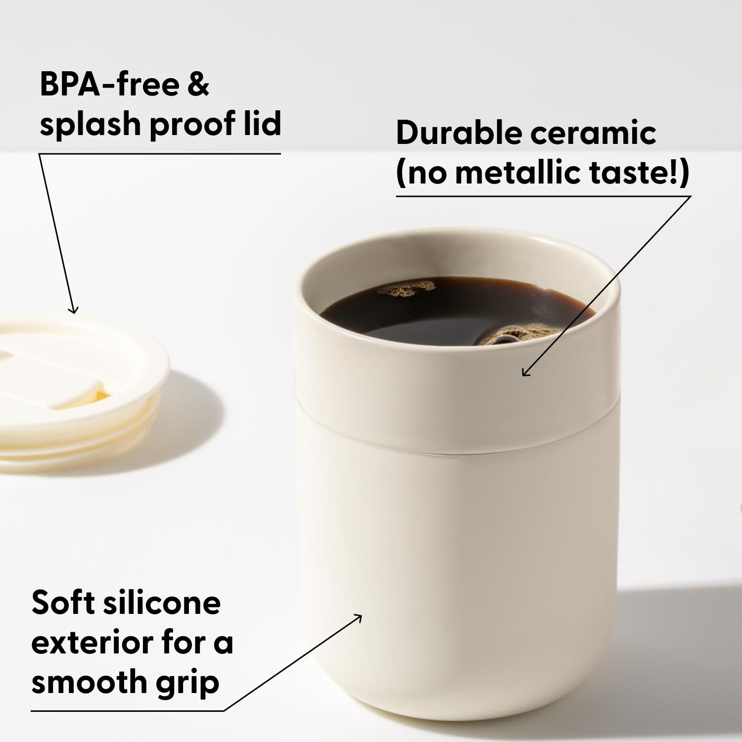 W&P Porter ceramic interior keeps flavors pure during hot beverages.