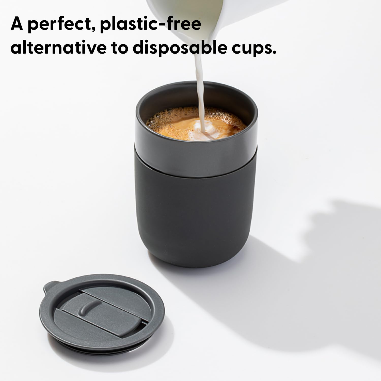 W&P Porter mug with splash-resistant lid for on-the-go sipping.