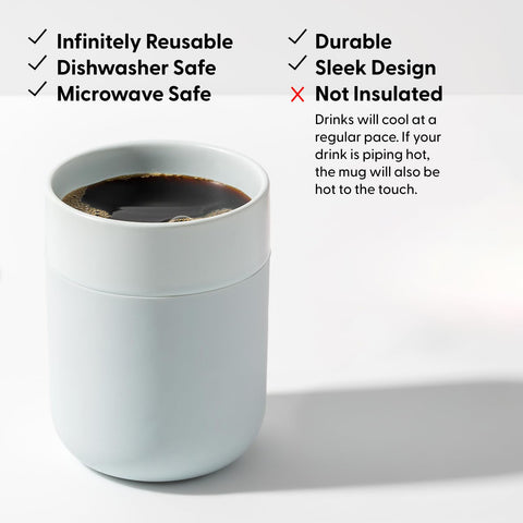 W&P Porter mug is microwave reheatable for quick warm-ups.
