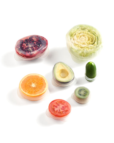 W&P reusable produce saver 1.2-inch lid sealing half tomato to stay fresh