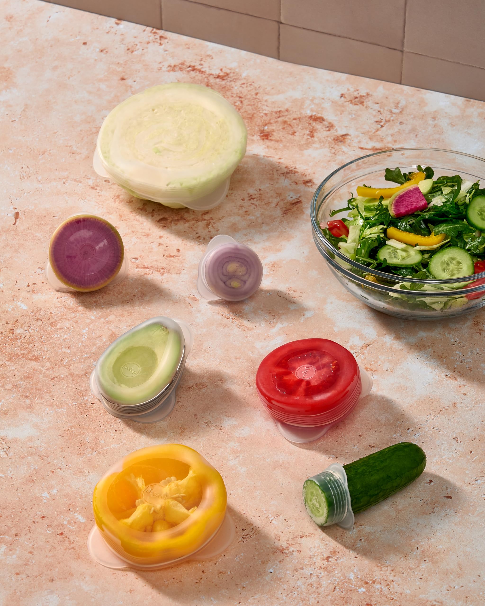 W&P reusable produce saver exterior tabs aid easy stretching coverage