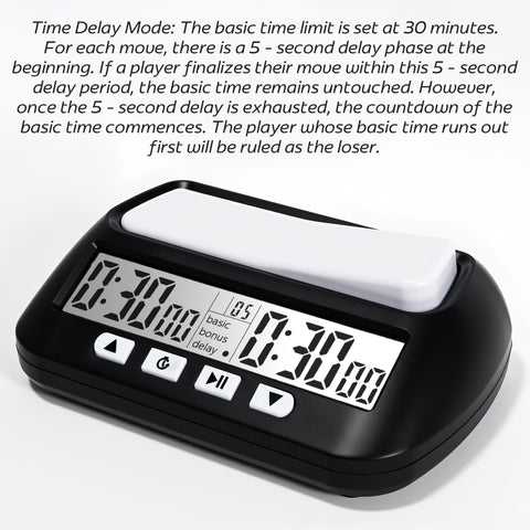 WQV digital chess clock back panel showing compact hardware