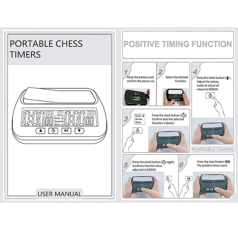 WQV digital chess clock bottom switches reducing accidental adjustments