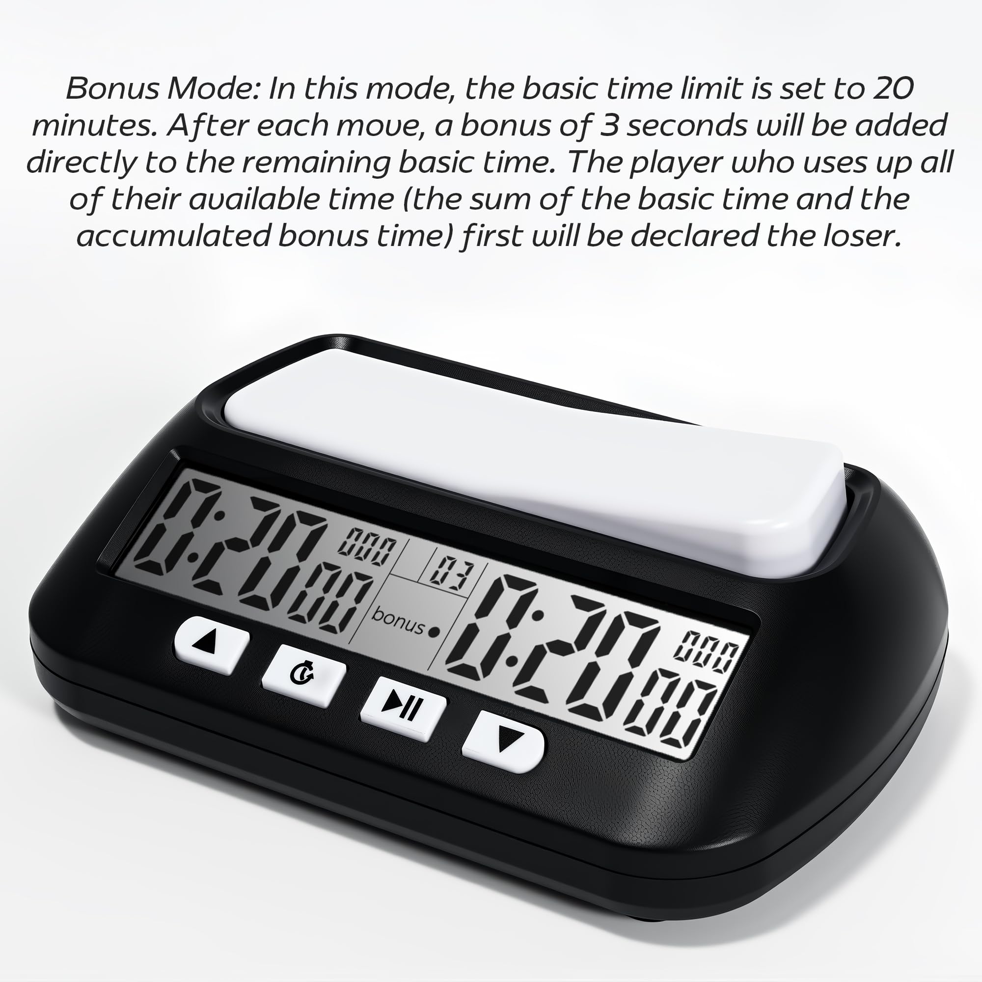 WQV digital chess clock four-button control layout for easy setup
