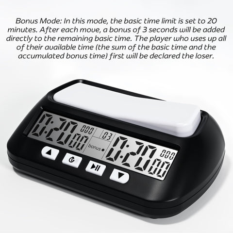 WQV digital chess clock four-button control layout for easy setup