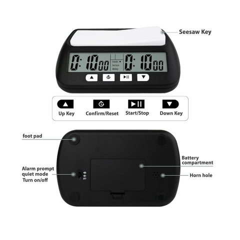WQV digital chess clock compact design suited for travel and desk use