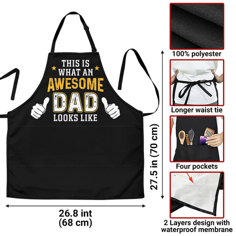 Wrappiness durable material apron, soft cotton-poly blend for everyday cooking.