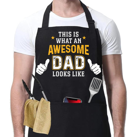 Wrappiness funny apron for men, front view, comfortable fit for cooking and grilling.