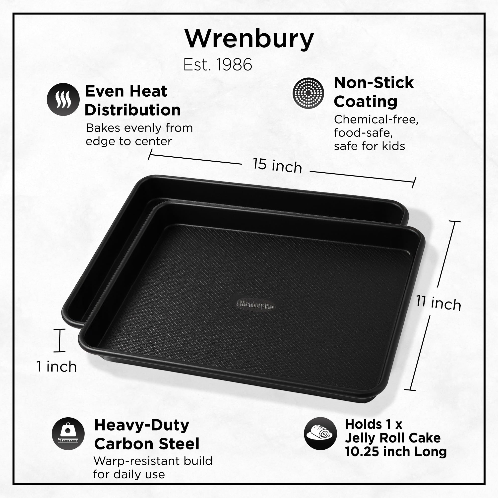 Wrenbury carbon steel baking sheets with DuraQuartz surface for easy release.