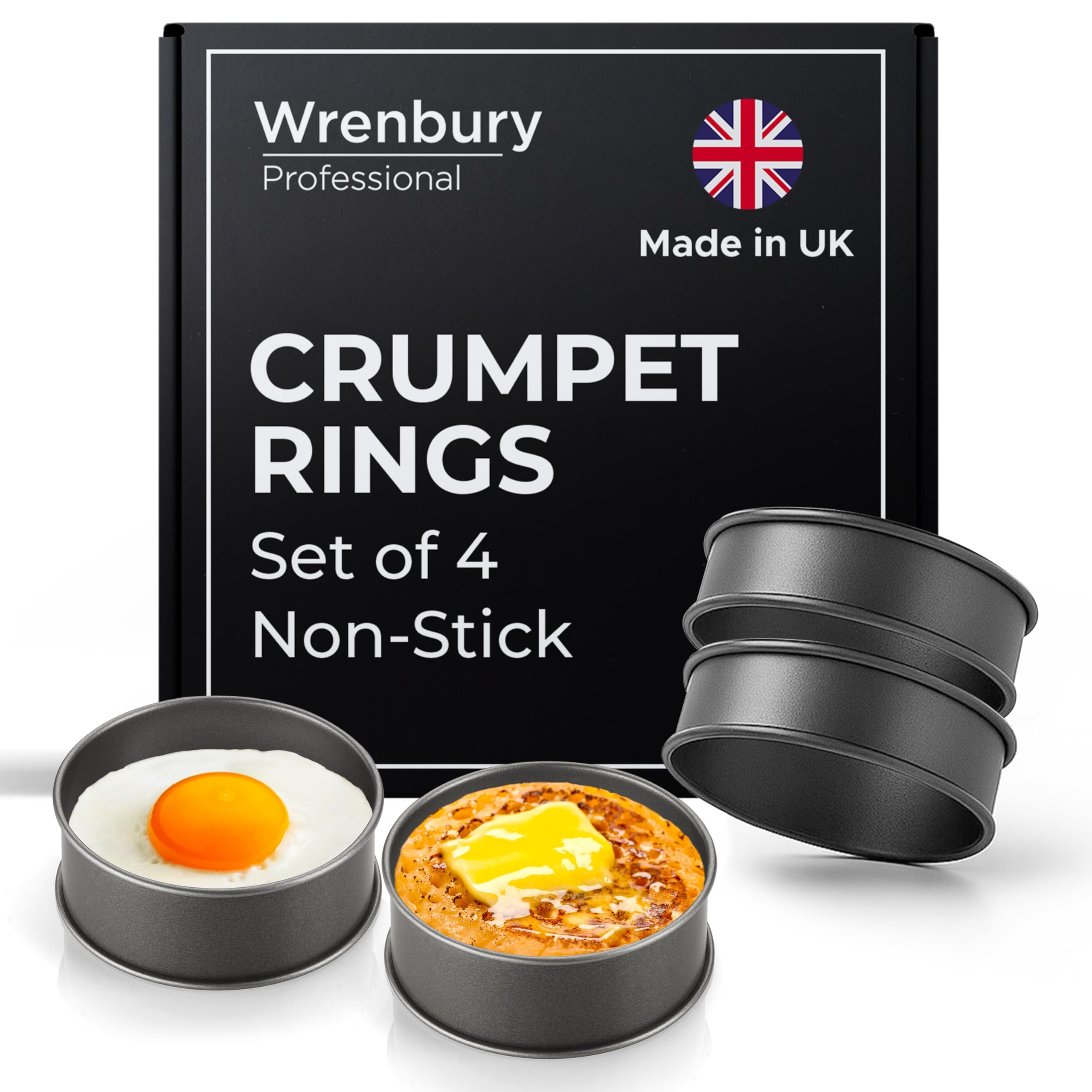Wrenbury crumpet rings nonstick 3.5-inch for even crumpets and pancakes