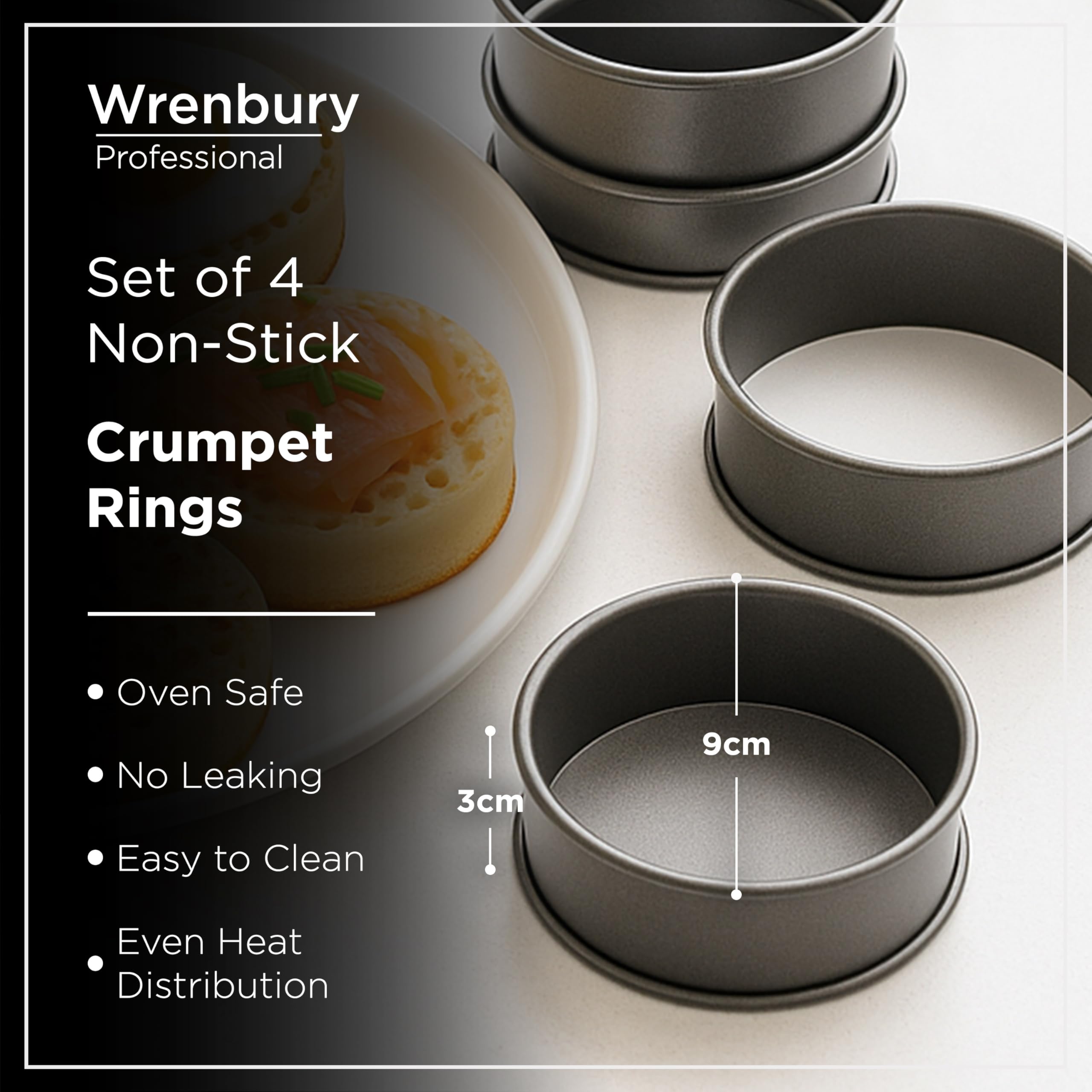 Wrenbury English muffin rings set of 4 for uniform muffins