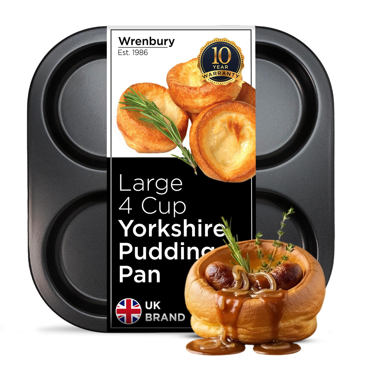 Wrenbury large Yorkshire pudding pan—oversized cups for jumbo yorkshire puddings.