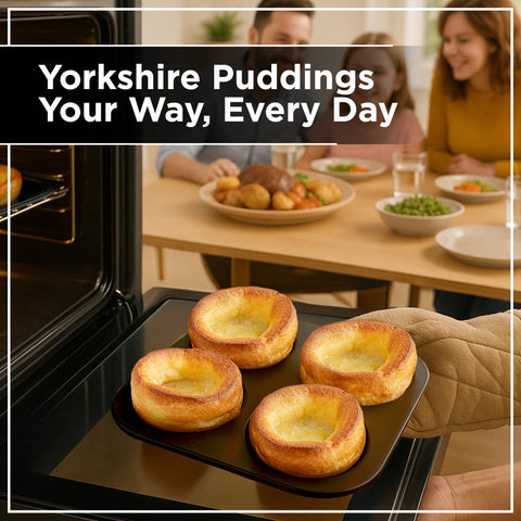 Wrenbury large Yorkshire pudding pan—rolled edges for safe handling.