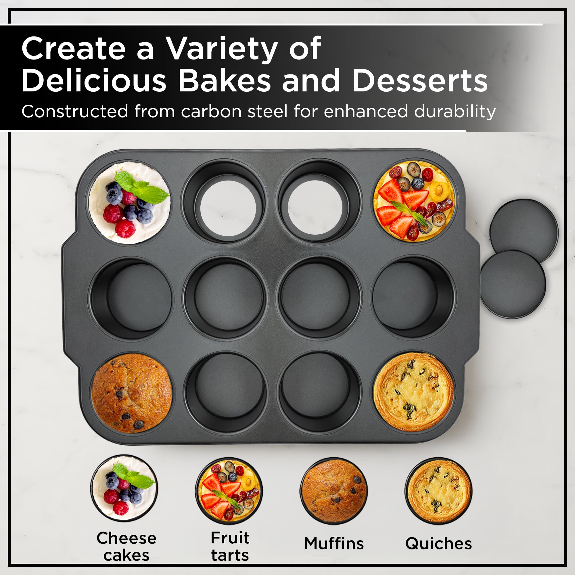 Wrenbury Pro Mini Cheesecake Pans heavy gauge steel—even heat