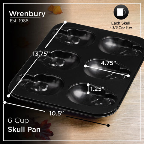 Wrenbury skull brownie pan creates bold skull-shaped treats.