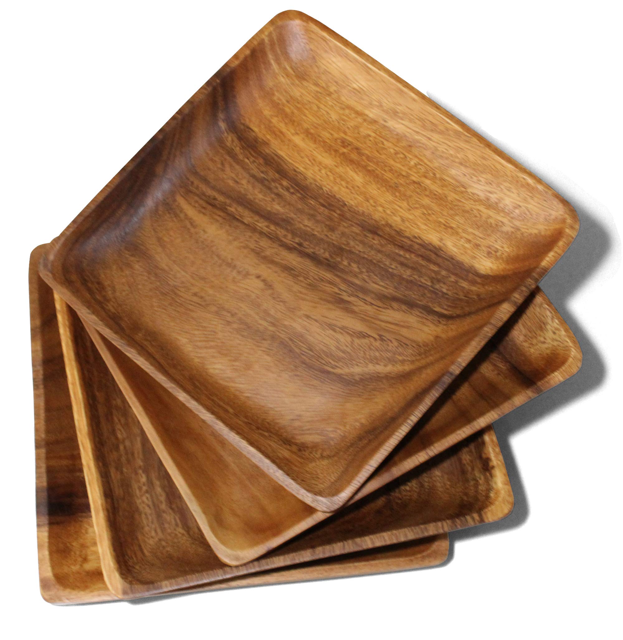 WRIGHTMART square acacia plate 10in showing rustic grain for dining