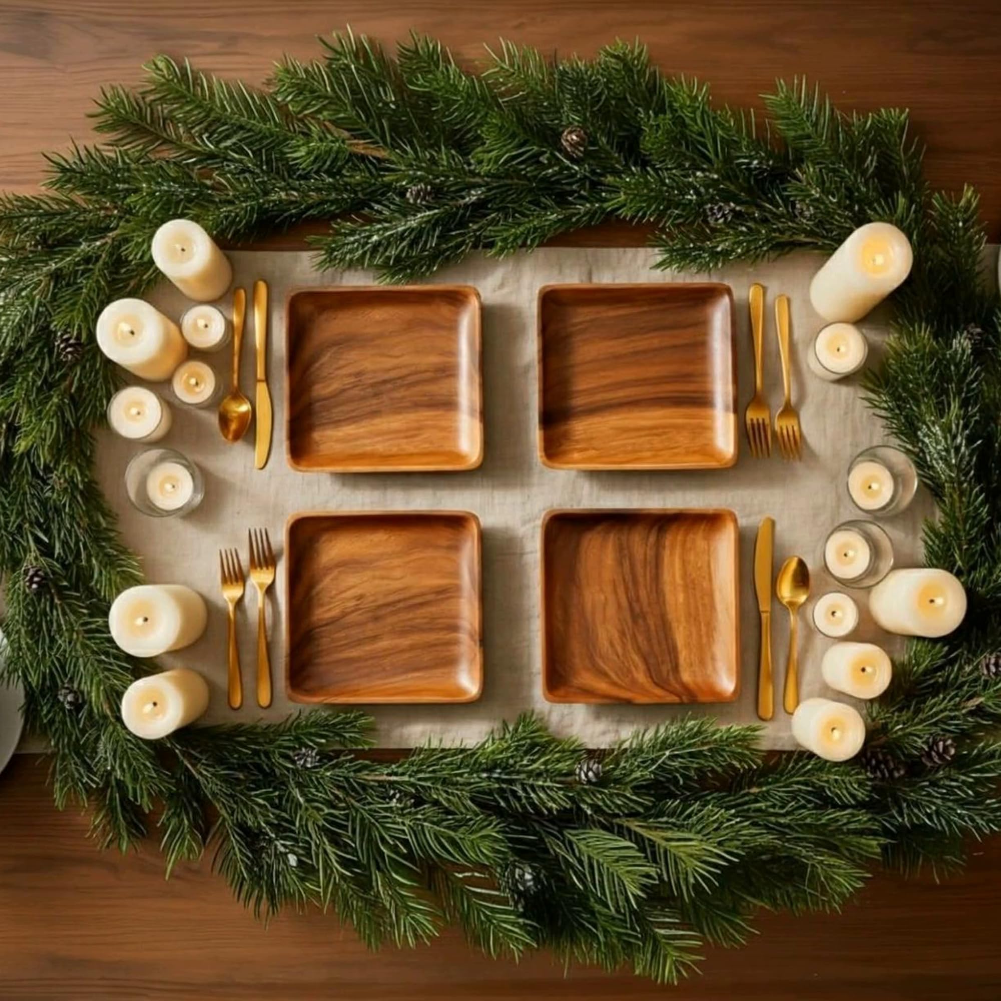 WRIGHTMART wooden charger plate close-up highlights grain detail