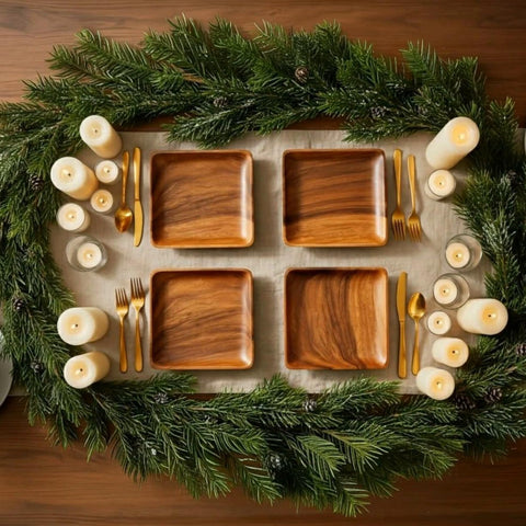 WRIGHTMART wooden charger plate close-up highlights grain detail