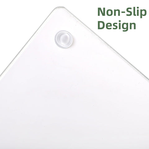 WRINGKIT edge-polished glass cutting board highlighting a sleek countertop-safe surface.