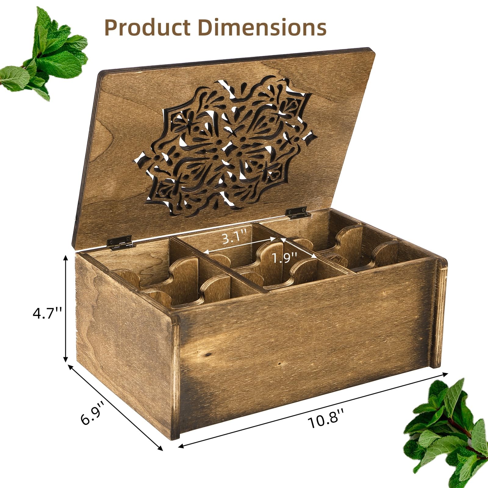 WRINGKIT wooden tea holder lid showcases a floral carving for elegant tea rituals