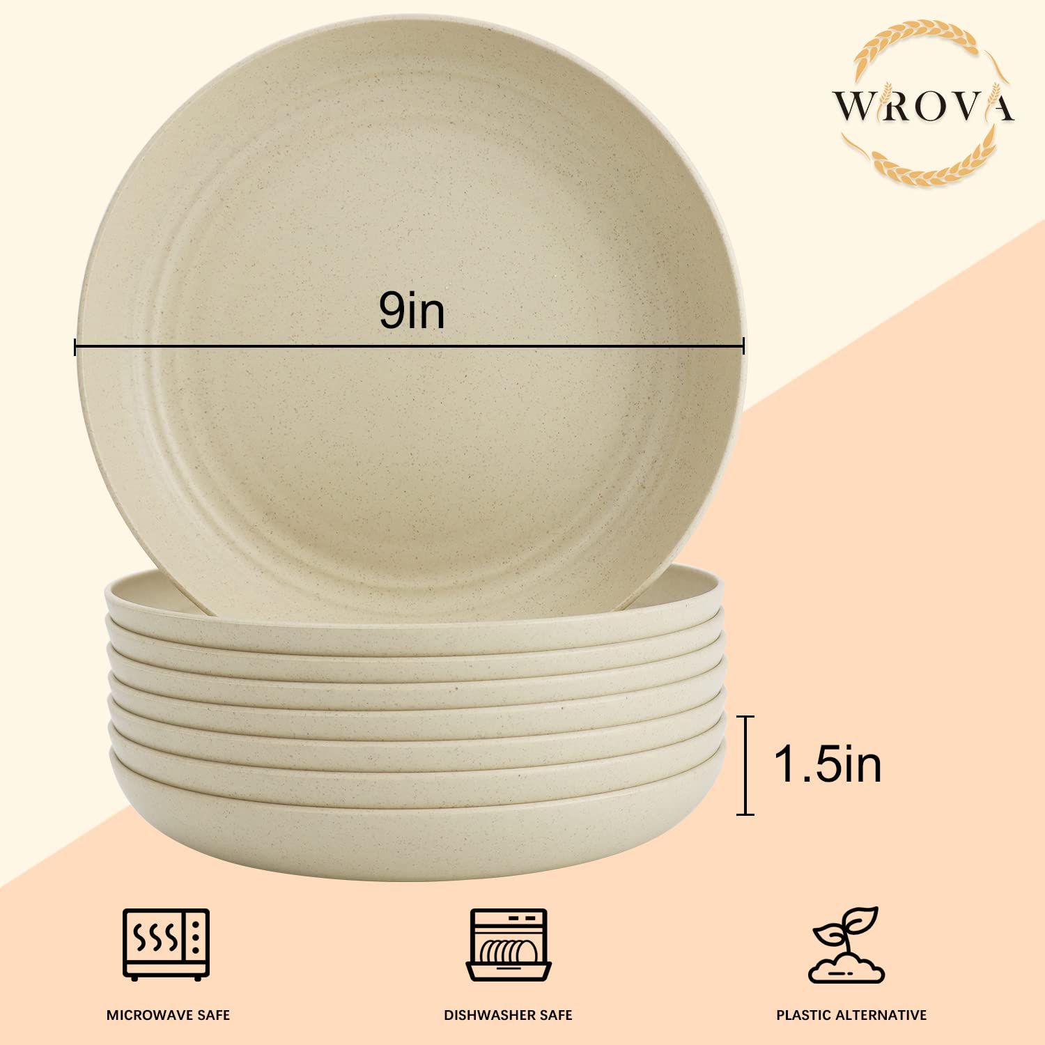 Wrova unbreakable beige plates ideal for kids and family meals