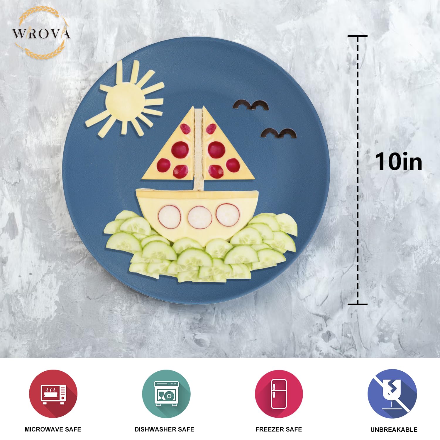 Wrova unbreakable plates with durable build for family meals