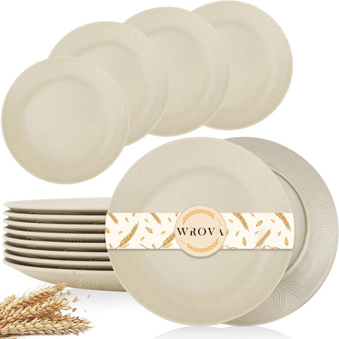 Wrova 10-inch wheat straw plate, unbreakable and durable for daily family meals.