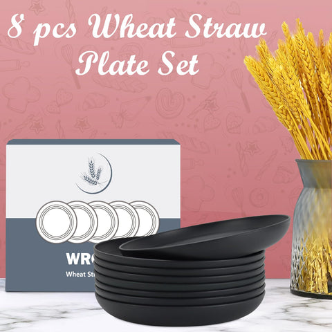 Wrova Wheat Straw Plates lightweight and stackable for compact kitchen storage.