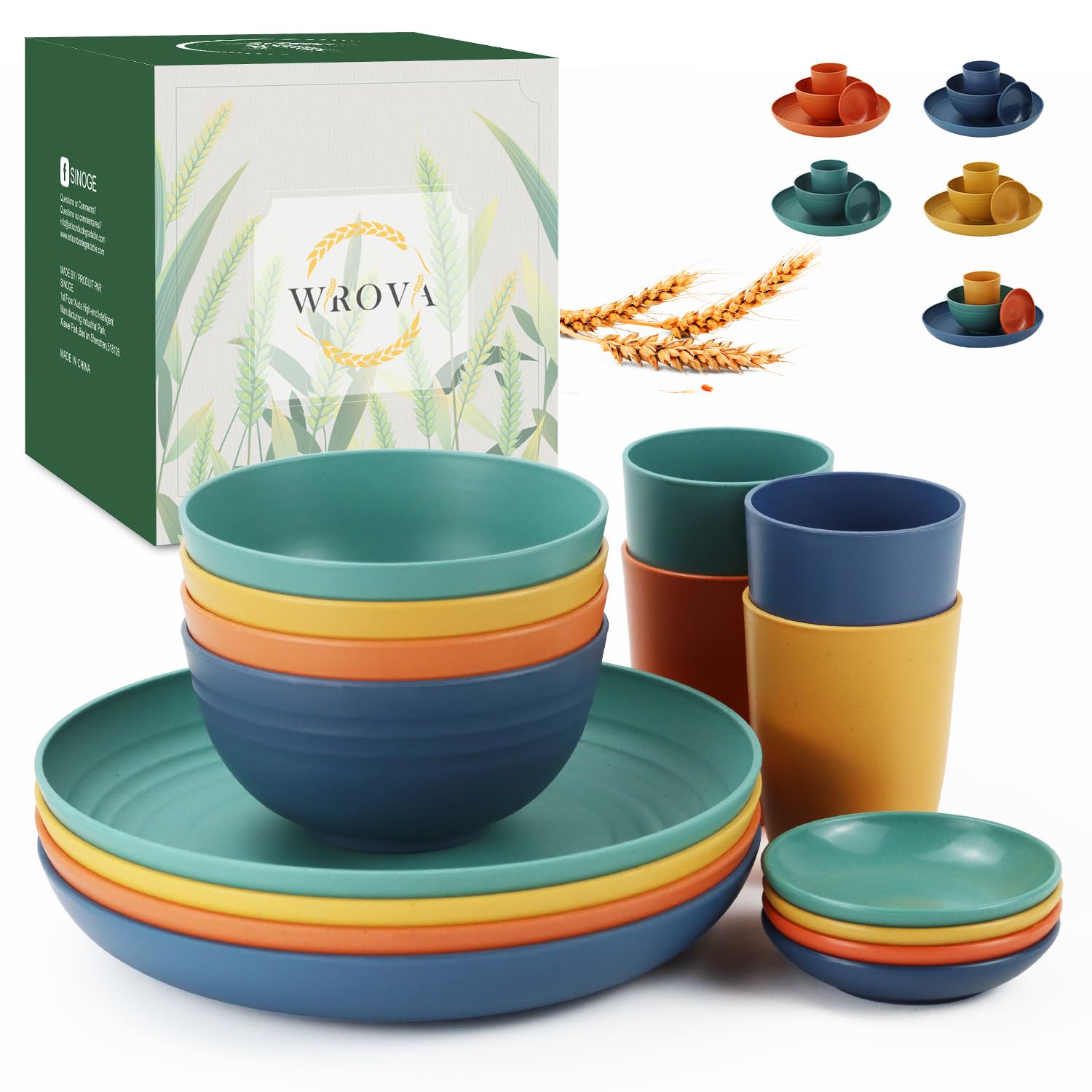 Wrova wheat straw plates 10inch: colorful, unbreakable dinnerware for kids' meals.