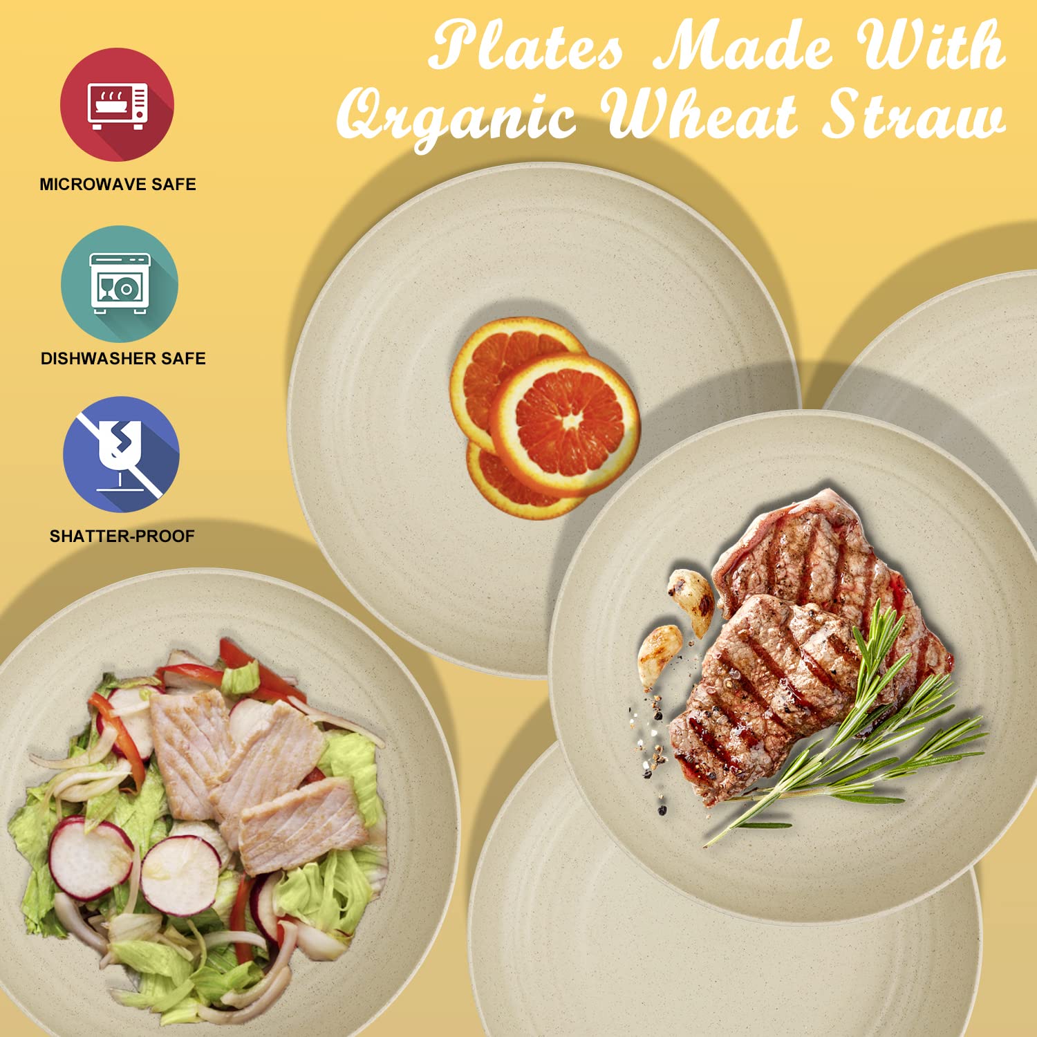 Wrova Wheat Straw Plates freezer safe for meal prep and storage.