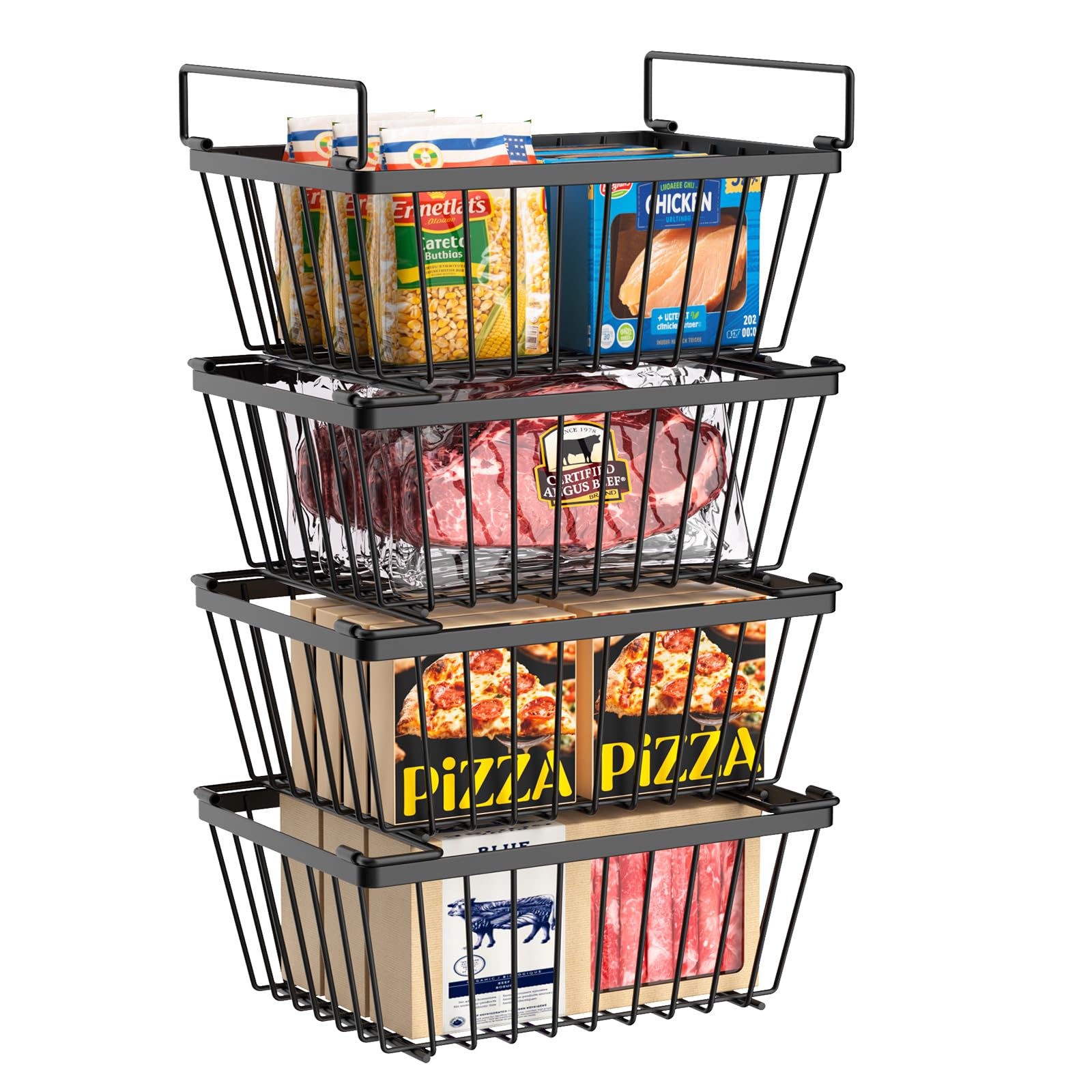 Wrrrlors folding-handles freezer organizers improve access and tidiness
