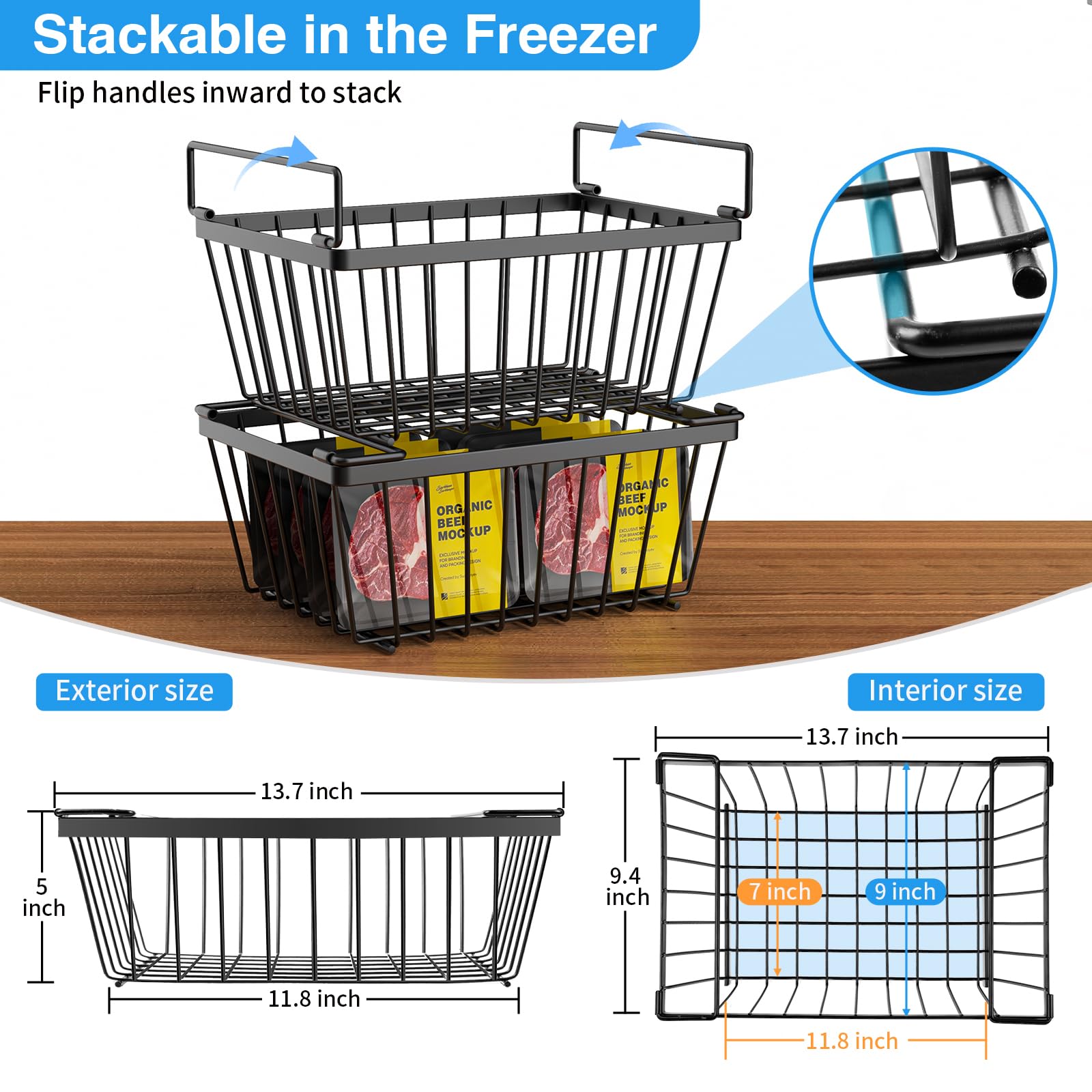 Wrrrlors stackable-baskets maximize vertical freezer storage