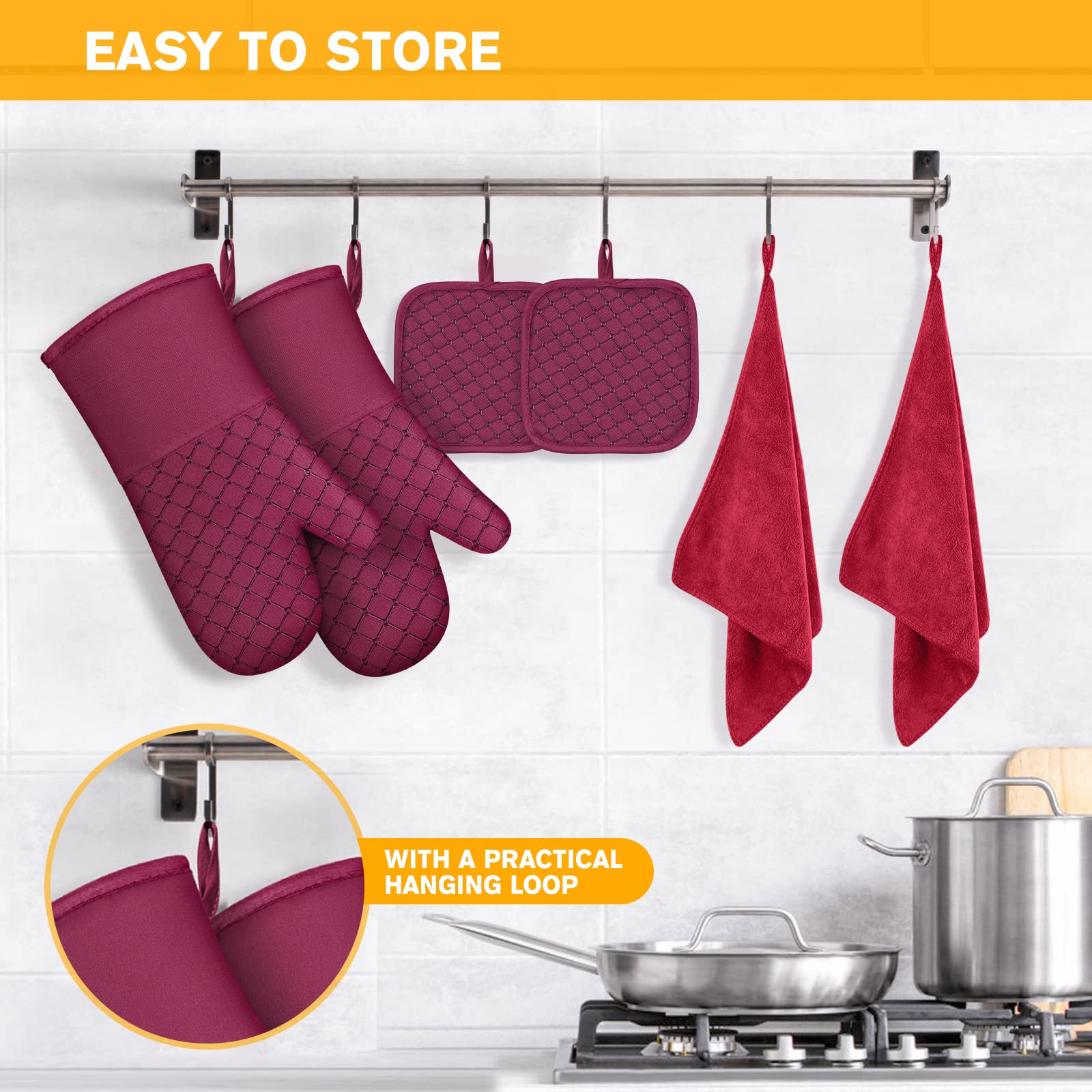 Wsedor 6-pcs set includes mitts, holders, towels.