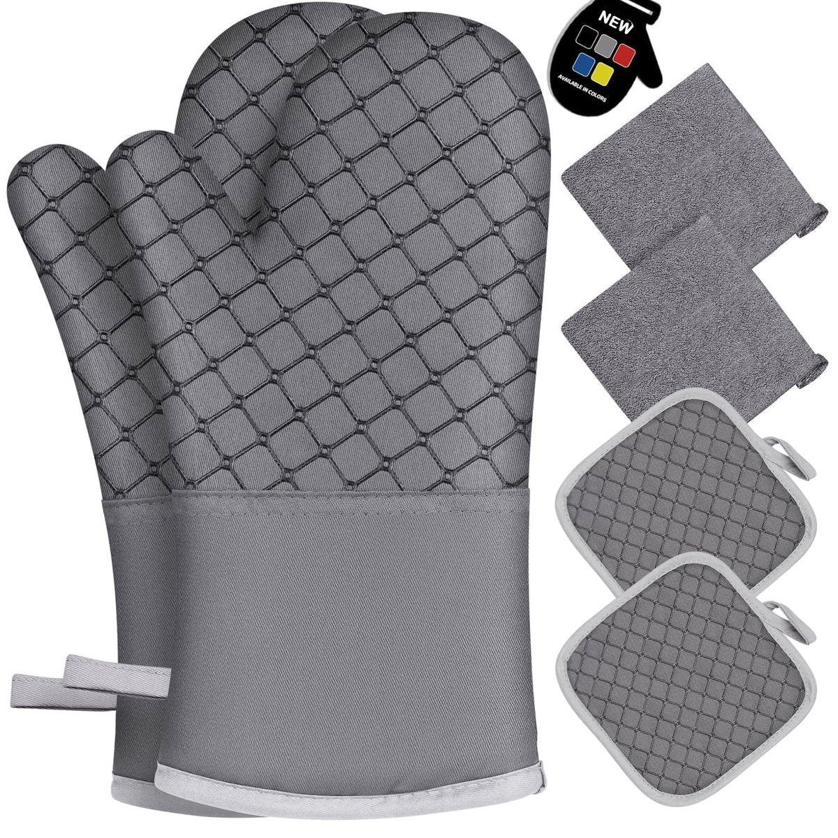 Wsedor 6-piece oven mitts set with soft cotton lining for comfortable grip