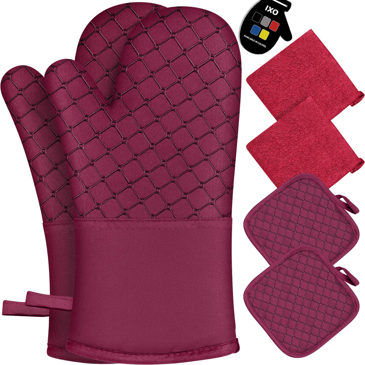 Wsedor oven mitts 13-inch red pair shown with heat resistance for safe handling.