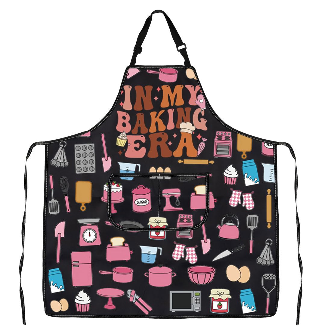 WSNANG Baking Era Apron - close-up of front pockets for utensils within easy reach
