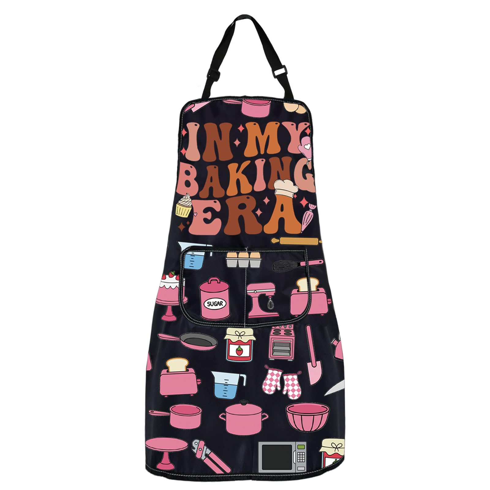 WSNANG Baking Era Apron - full front view with two pockets for mess-free cooking
