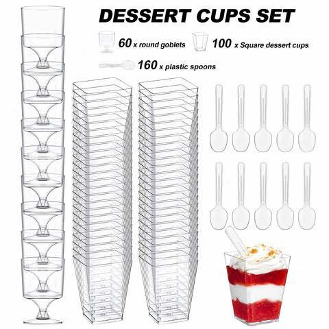wtarabur clear dessert cups highlight vibrant layers and desserts.