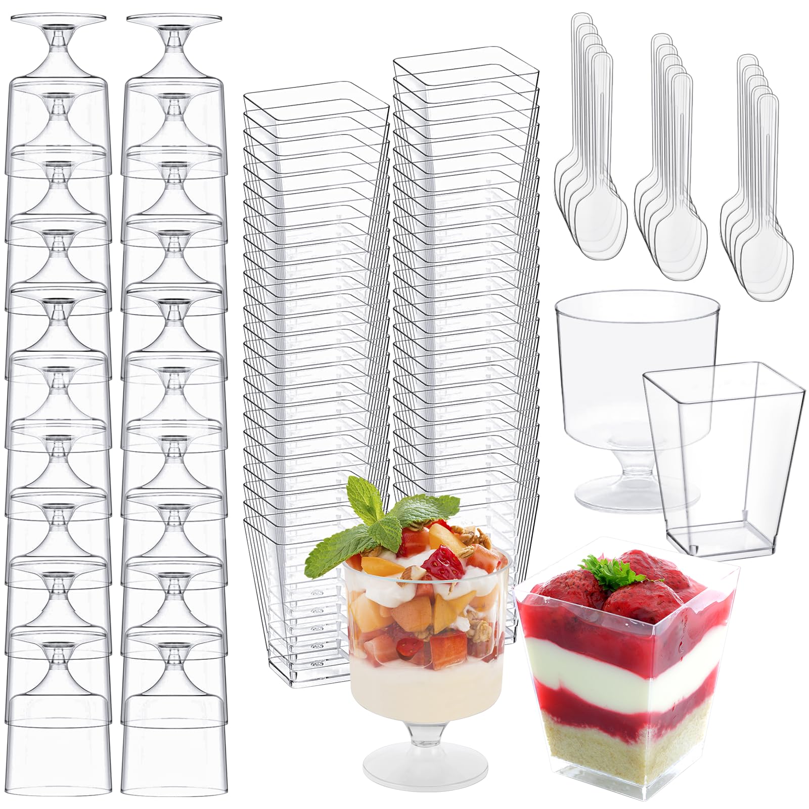 wtarabur square 5oz dessert cups for stylish party desserts and layered presentations.