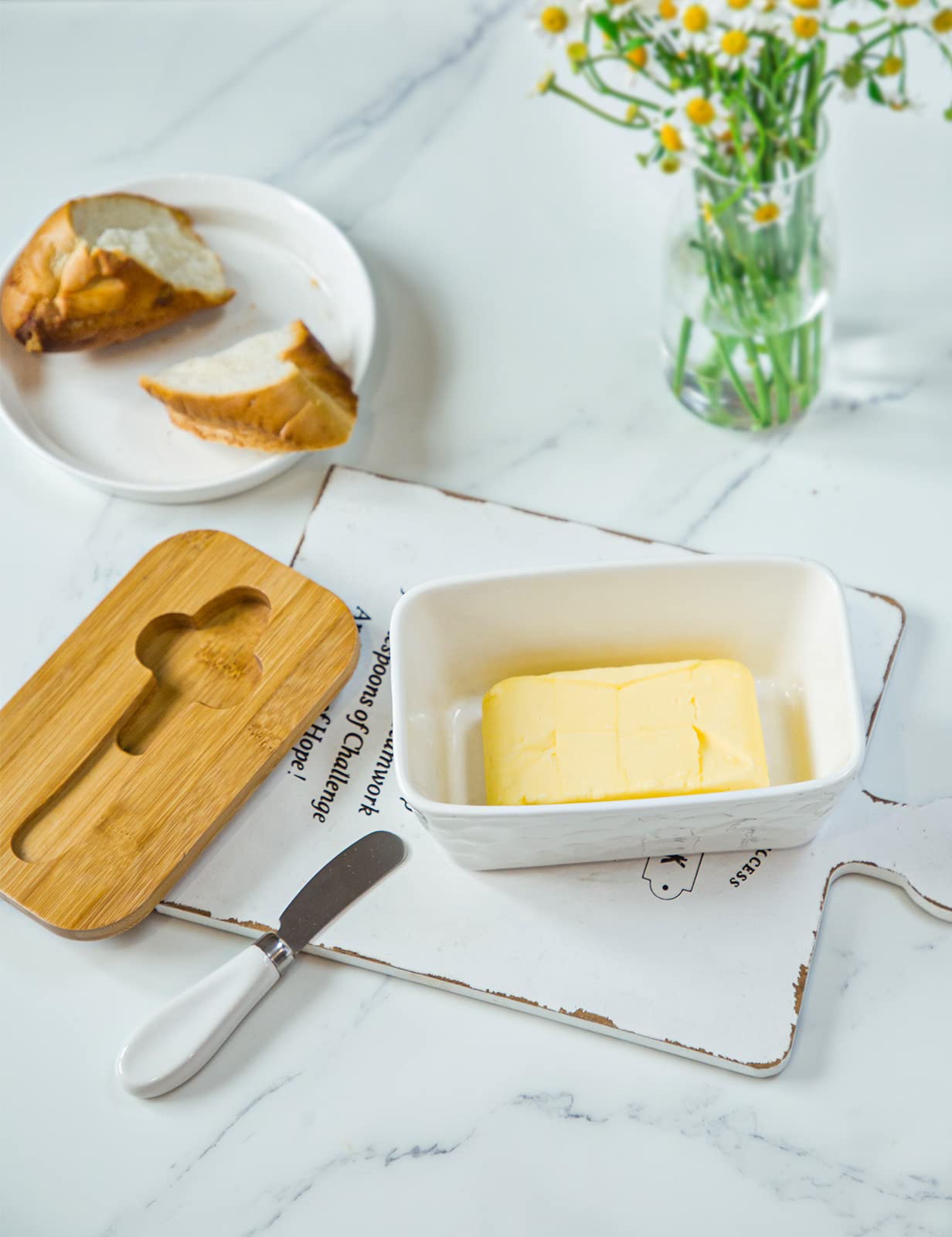 wtisan butter dish porcelain finish for durable kitchen use and easy cleaning