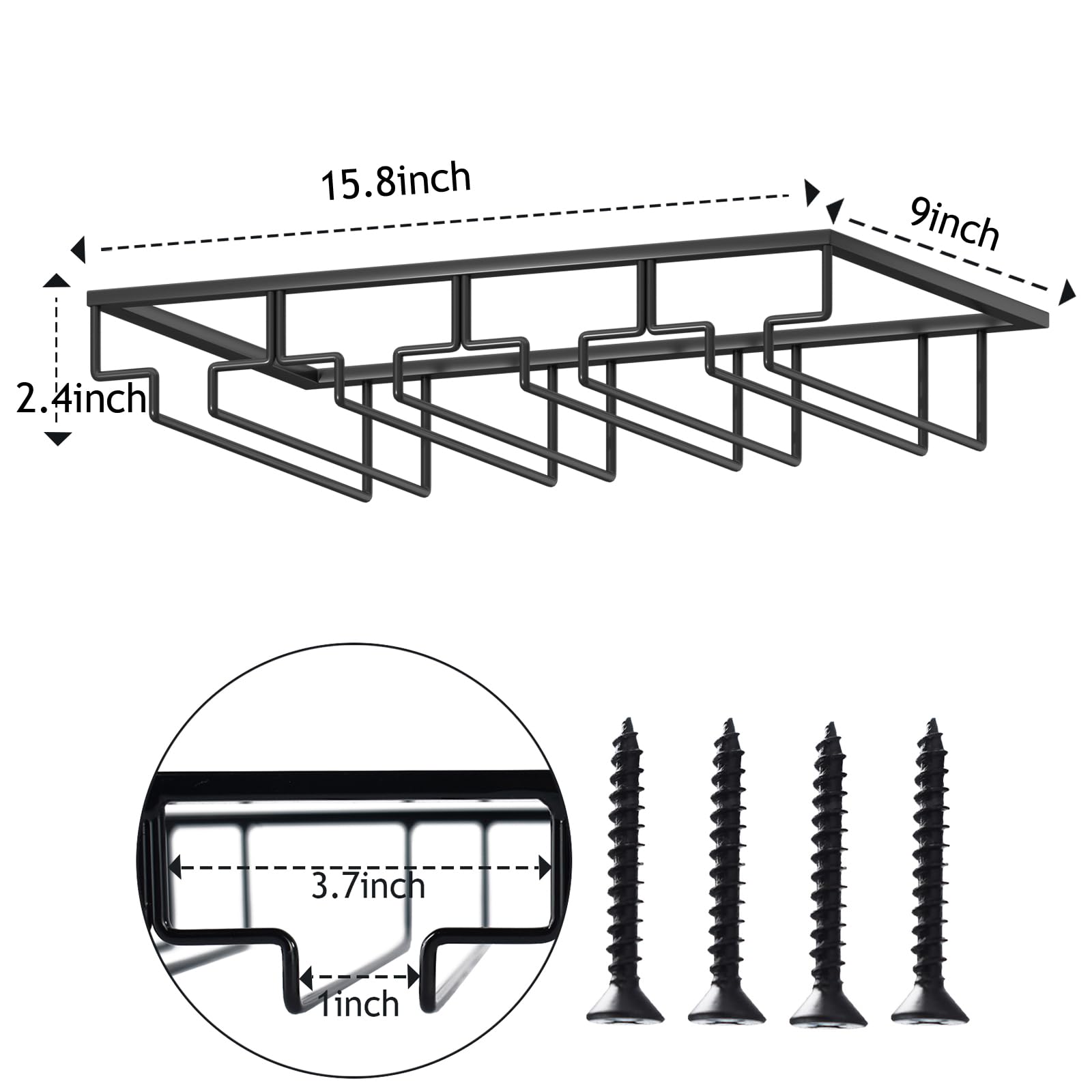 Wtiujhg stemware holder four rows enables quick access and stacking
