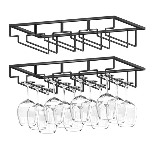 Wtiujhg wine glass rack under cabinet saves space and keeps stemware organized
