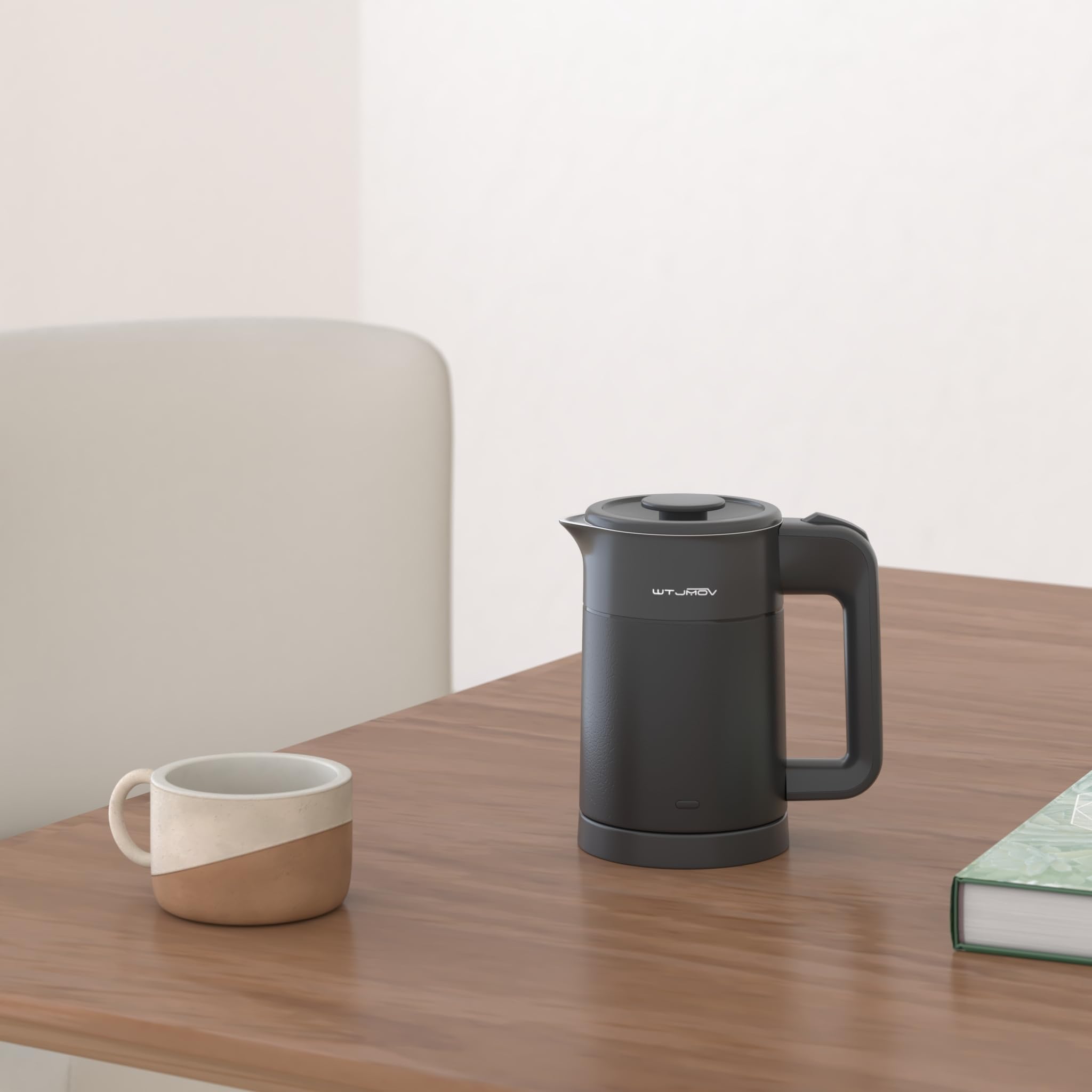 WTJMOV 0.6L capacity boils water swiftly for tea or coffee.